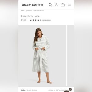 Cozy Earth Striped Luxe Bath Robe - Brook Stripe